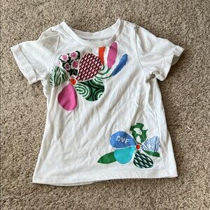 Diane Von Furstenberg Kids White Tee with Colorful Floral Design